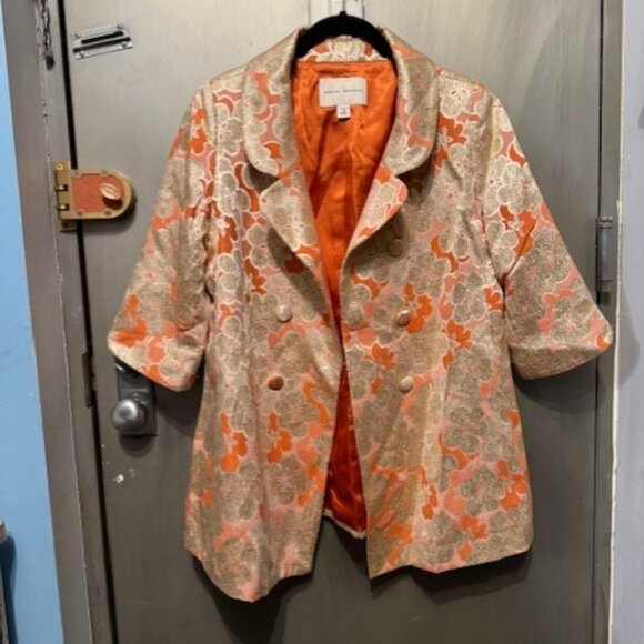 Vintage Silk Brocade Gold Floral Double Breasted Coat / Jacket (1960’s inspired) - Picture 3 of 16